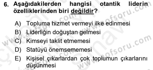 Sosyal Psikoloji 2 Dersi 2017 - 2018 Yılı (Vize) Ara Sınav Soruları 6. Soru