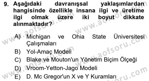 Sosyal Psikoloji 2 Dersi 2017 - 2018 Yılı (Vize) Ara Sınav Soruları 9. Soru