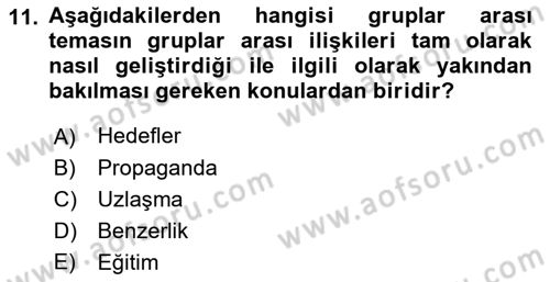 Sosyal Psikoloji 2 Dersi 2018 - 2019 Yılı 3 Ders Sınav Soruları 11. Soru