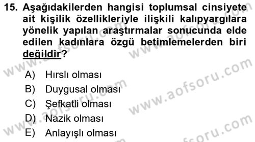 Sosyal Psikoloji 2 Dersi 2018 - 2019 Yılı 3 Ders Sınav Soruları 15. Soru