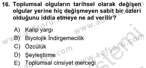 Sosyal Psikoloji 2 Dersi 2018 - 2019 Yılı 3 Ders Sınav Soruları 16. Soru