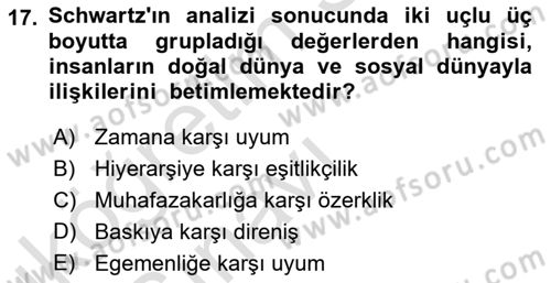 Sosyal Psikoloji 2 Dersi 2018 - 2019 Yılı 3 Ders Sınav Soruları 17. Soru