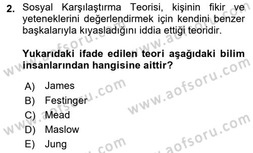 Sosyal Psikoloji 2 Dersi 2018 - 2019 Yılı 3 Ders Sınav Soruları 2. Soru
