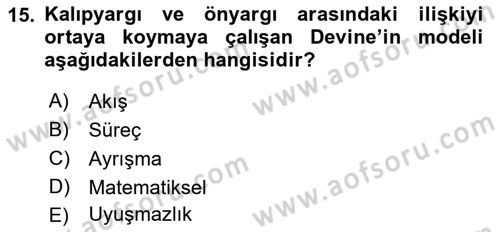 Sosyal Psikoloji 2 Dersi 2018 - 2019 Yılı (Vize) Ara Sınav Soruları 15. Soru