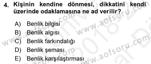 Sosyal Psikoloji 2 Dersi 2018 - 2019 Yılı (Vize) Ara Sınav Soruları 4. Soru