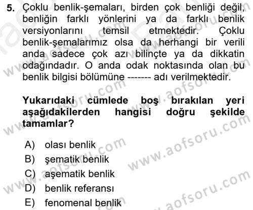 Sosyal Psikoloji 2 Dersi 2018 - 2019 Yılı (Vize) Ara Sınav Soruları 5. Soru