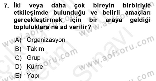 Sosyal Psikoloji 2 Dersi 2018 - 2019 Yılı (Vize) Ara Sınav Soruları 7. Soru