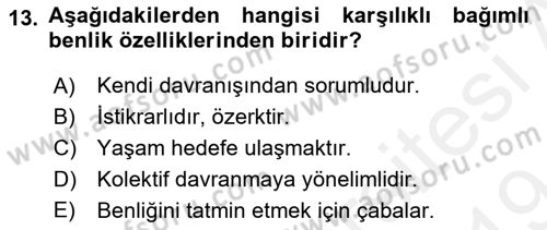 Sosyal Psikoloji 2 Dersi 2018 - 2019 Yılı (Final) Dönem Sonu Sınav Soruları 13. Soru