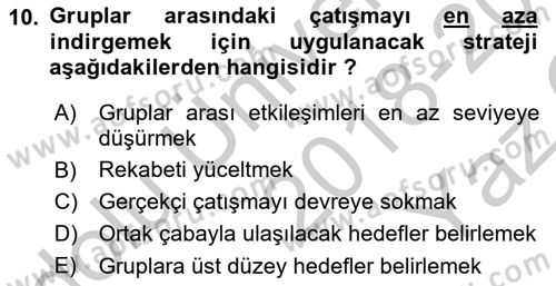 Sosyal Psikoloji 2 Dersi 2018 - 2019 Yılı Yaz Okulu Sınav Soruları 10. Soru