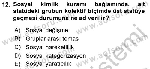 Sosyal Psikoloji 2 Dersi 2018 - 2019 Yılı Yaz Okulu Sınav Soruları 12. Soru