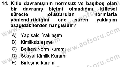 Sosyal Psikoloji 2 Dersi 2018 - 2019 Yılı Yaz Okulu Sınav Soruları 14. Soru