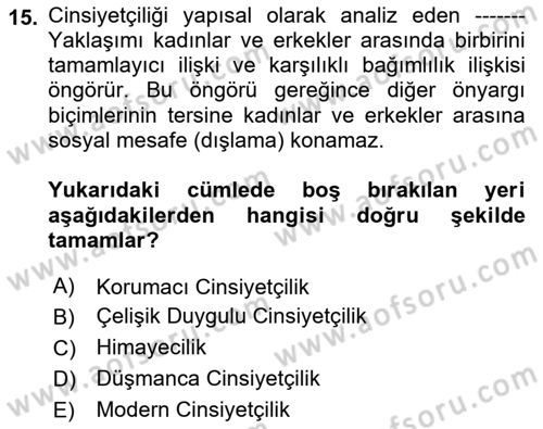 Sosyal Psikoloji 2 Dersi 2018 - 2019 Yılı Yaz Okulu Sınav Soruları 15. Soru