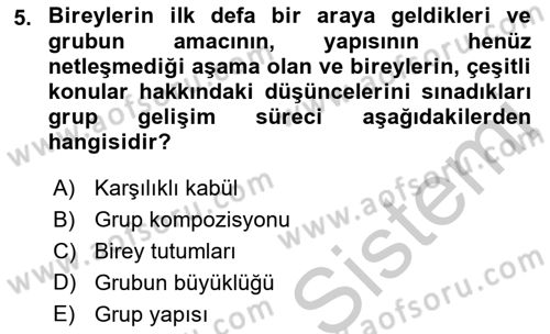 Sosyal Psikoloji 2 Dersi 2018 - 2019 Yılı Yaz Okulu Sınav Soruları 5. Soru