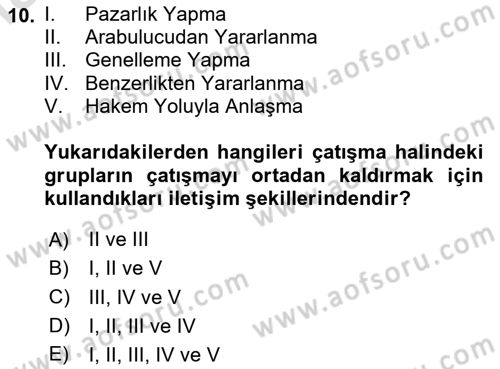 Sosyal Psikoloji 2 Dersi 2020 - 2021 Yılı Yaz Okulu Sınav Soruları 10. Soru