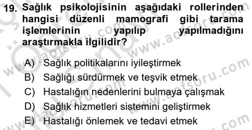 Sosyal Psikoloji 2 Dersi 2020 - 2021 Yılı Yaz Okulu Sınav Soruları 19. Soru