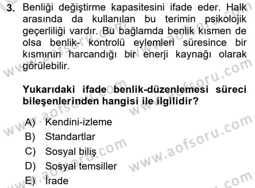Sosyal Psikoloji 2 Dersi 2020 - 2021 Yılı Yaz Okulu Sınav Soruları 3. Soru