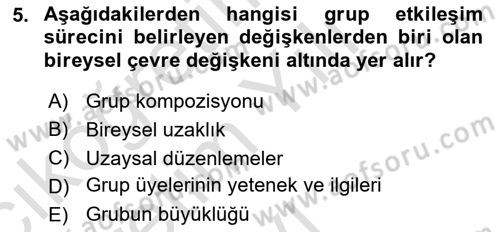 Sosyal Psikoloji 2 Dersi 2020 - 2021 Yılı Yaz Okulu Sınav Soruları 5. Soru