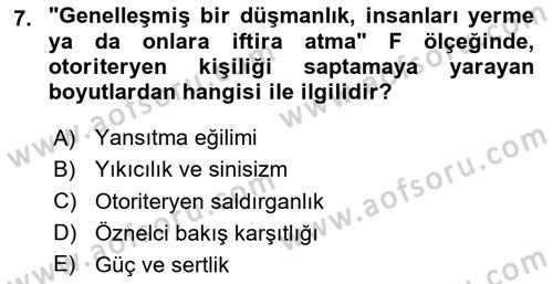 Sosyal Psikoloji 2 Dersi 2020 - 2021 Yılı Yaz Okulu Sınav Soruları 7. Soru