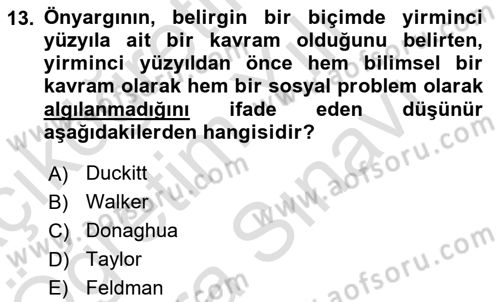 Sosyal Psikoloji 2 Dersi 2021 - 2022 Yılı (Vize) Ara Sınav Soruları 13. Soru