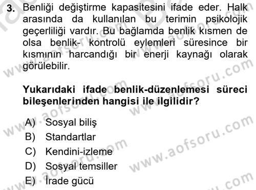 Sosyal Psikoloji 2 Dersi 2021 - 2022 Yılı (Vize) Ara Sınav Soruları 3. Soru