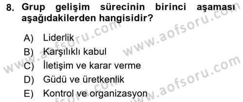 Sosyal Psikoloji 2 Dersi 2021 - 2022 Yılı (Vize) Ara Sınav Soruları 8. Soru