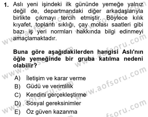 Sosyal Psikoloji 2 Dersi 2021 - 2022 Yılı (Final) Dönem Sonu Sınav Soruları 1. Soru