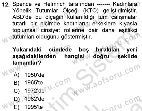 Sosyal Psikoloji 2 Dersi 2021 - 2022 Yılı (Final) Dönem Sonu Sınav Soruları 12. Soru