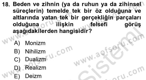 Sosyal Psikoloji 2 Dersi 2021 - 2022 Yılı (Final) Dönem Sonu Sınav Soruları 18. Soru