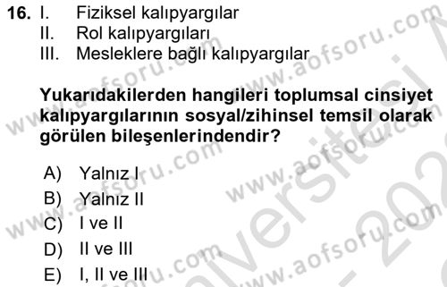 Sosyal Psikoloji 2 Dersi 2021 - 2022 Yılı Yaz Okulu Sınav Soruları 16. Soru