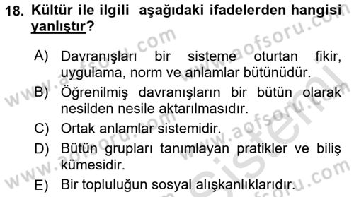 Sosyal Psikoloji 2 Dersi 2021 - 2022 Yılı Yaz Okulu Sınavı 18. Soru