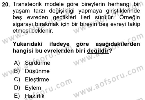 Sosyal Psikoloji 2 Dersi 2021 - 2022 Yılı Yaz Okulu Sınav Soruları 20. Soru