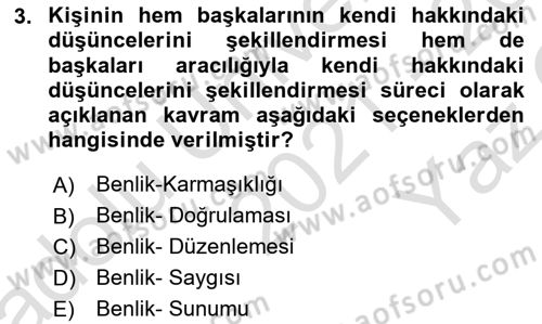 Sosyal Psikoloji 2 Dersi 2021 - 2022 Yılı Yaz Okulu Sınav Soruları 3. Soru