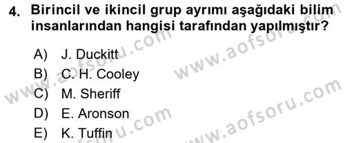 Sosyal Psikoloji 2 Dersi 2021 - 2022 Yılı Yaz Okulu Sınav Soruları 4. Soru