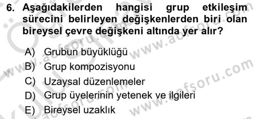 Sosyal Psikoloji 2 Dersi 2021 - 2022 Yılı Yaz Okulu Sınav Soruları 6. Soru