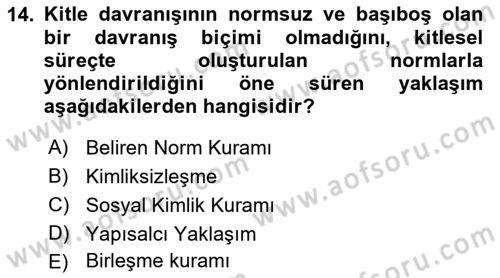 Sosyal Psikoloji 2 Dersi 2022 - 2023 Yılı Yaz Okulu Sınavı 14. Soru