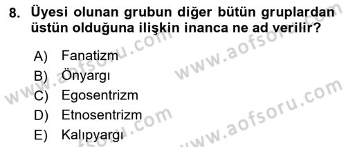 Sosyal Psikoloji 2 Dersi 2022 - 2023 Yılı Yaz Okulu Sınavı 8. Soru