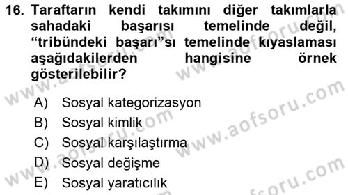 Sosyal Psikoloji 2 Dersi 2023 - 2024 Yılı (Vize) Ara Sınav Soruları 16. Soru
