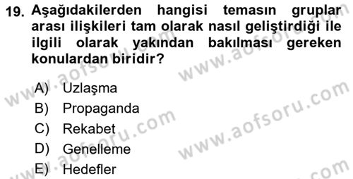 Sosyal Psikoloji 2 Dersi 2023 - 2024 Yılı (Vize) Ara Sınav Soruları 19. Soru