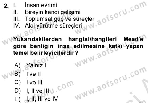 Sosyal Psikoloji 2 Dersi 2023 - 2024 Yılı (Vize) Ara Sınav Soruları 2. Soru