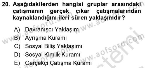 Sosyal Psikoloji 2 Dersi 2023 - 2024 Yılı (Vize) Ara Sınav Soruları 20. Soru