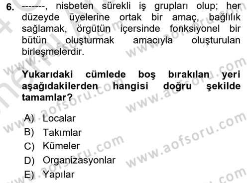 Sosyal Psikoloji 2 Dersi 2023 - 2024 Yılı (Vize) Ara Sınav Soruları 6. Soru
