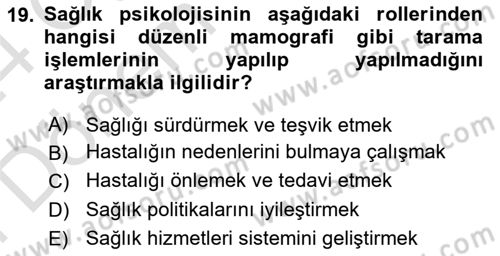Sosyal Psikoloji 2 Dersi 2023 - 2024 Yılı (Final) Dönem Sonu Sınav Soruları 19. Soru
