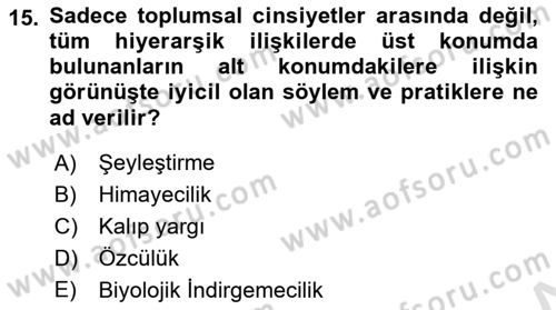Sosyal Psikoloji 2 Dersi 2023 - 2024 Yılı Yaz Okulu Sınav Soruları 15. Soru