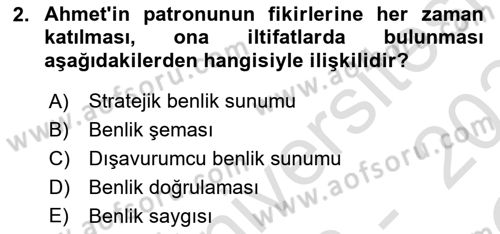Sosyal Psikoloji 2 Dersi 2023 - 2024 Yılı Yaz Okulu Sınav Soruları 2. Soru