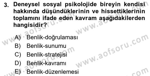 Sosyal Psikoloji 2 Dersi 2023 - 2024 Yılı Yaz Okulu Sınav Soruları 3. Soru