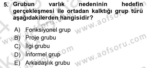 Sosyal Psikoloji 2 Dersi 2023 - 2024 Yılı Yaz Okulu Sınav Soruları 5. Soru