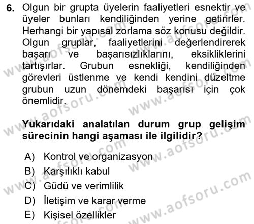 Sosyal Psikoloji 2 Dersi 2023 - 2024 Yılı Yaz Okulu Sınav Soruları 6. Soru