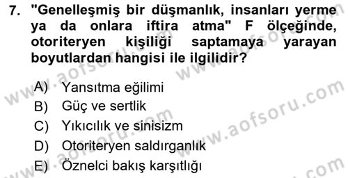 Sosyal Psikoloji 2 Dersi 2023 - 2024 Yılı Yaz Okulu Sınav Soruları 7. Soru