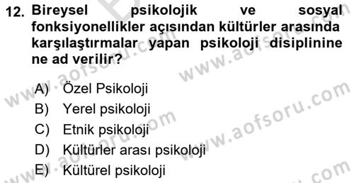 Sosyal Psikoloji 2 Dersi 2024 - 2025 Yılı (Final) Dönem Sonu Sınav Soruları 12. Soru