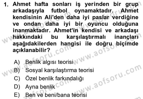 Sosyal Psikoloji 2 Dersi 2024 - 2025 Yılı Yaz Okulu Sınav Soruları 1. Soru